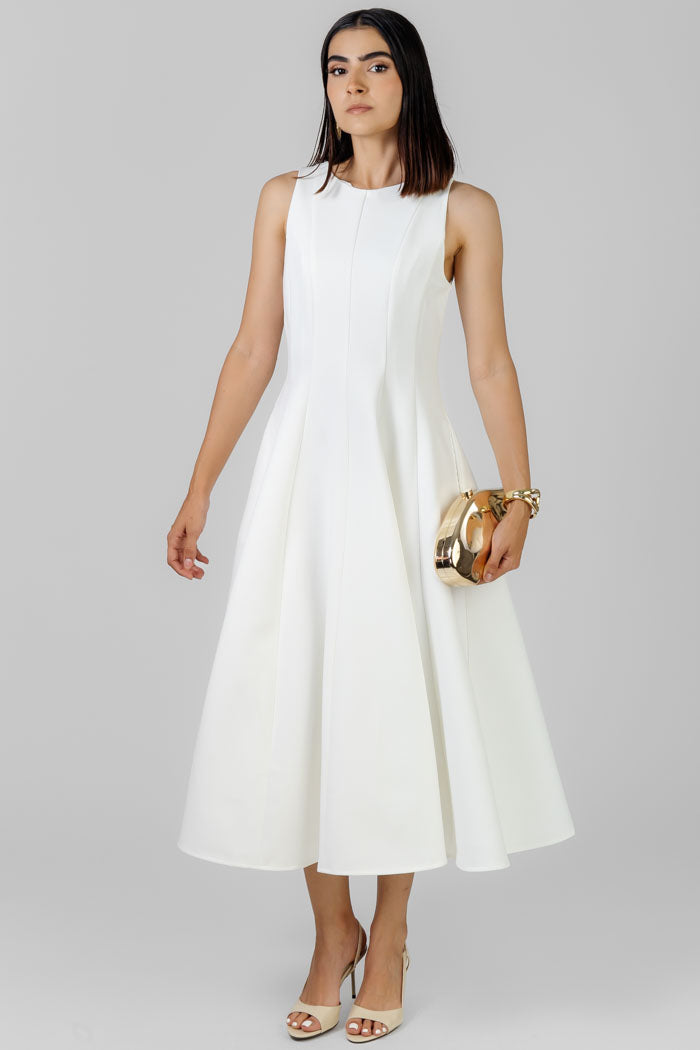 VESTIDO BLANCO MIDI ESTRUCTURADO