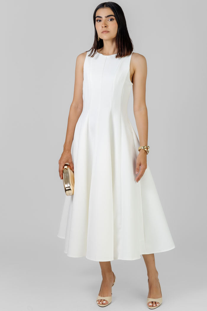 VESTIDO BLANCO MIDI ESTRUCTURADO