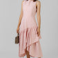 VESTIDO MIDI ROSA ASIMÉTRICO