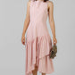 VESTIDO MIDI ROSA ASIMÉTRICO