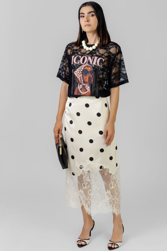 FALDA POLKA CON ENCAJE