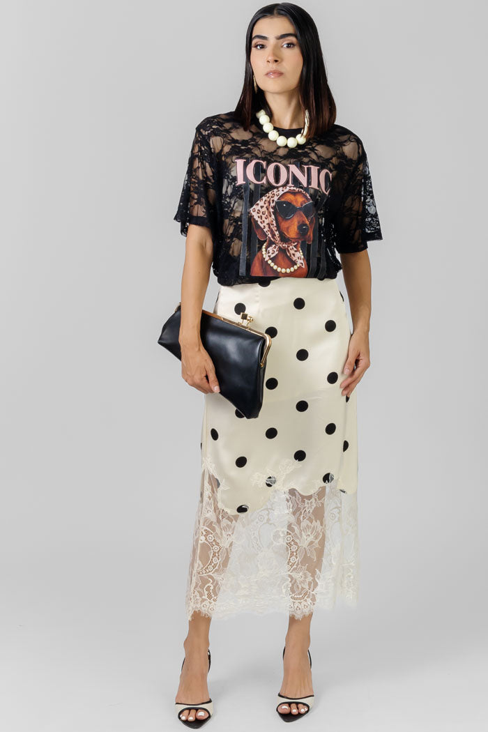 BLUSA ENCAJE ICONIC NEGRA
