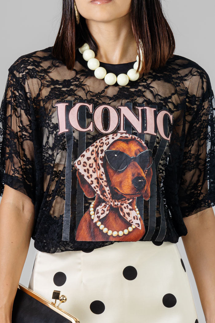 BLUSA ENCAJE ICONIC NEGRA