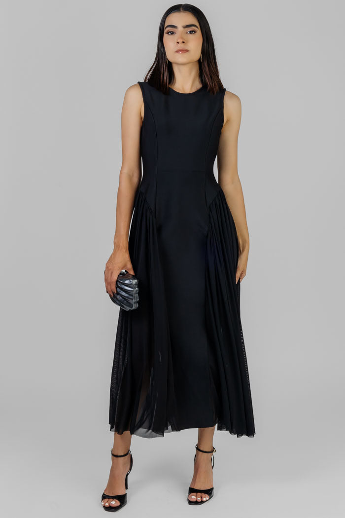 VESTIDO MIDI NEGRO ELEGANTE