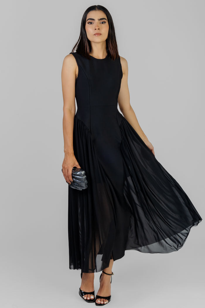 VESTIDO MIDI NEGRO ELEGANTE