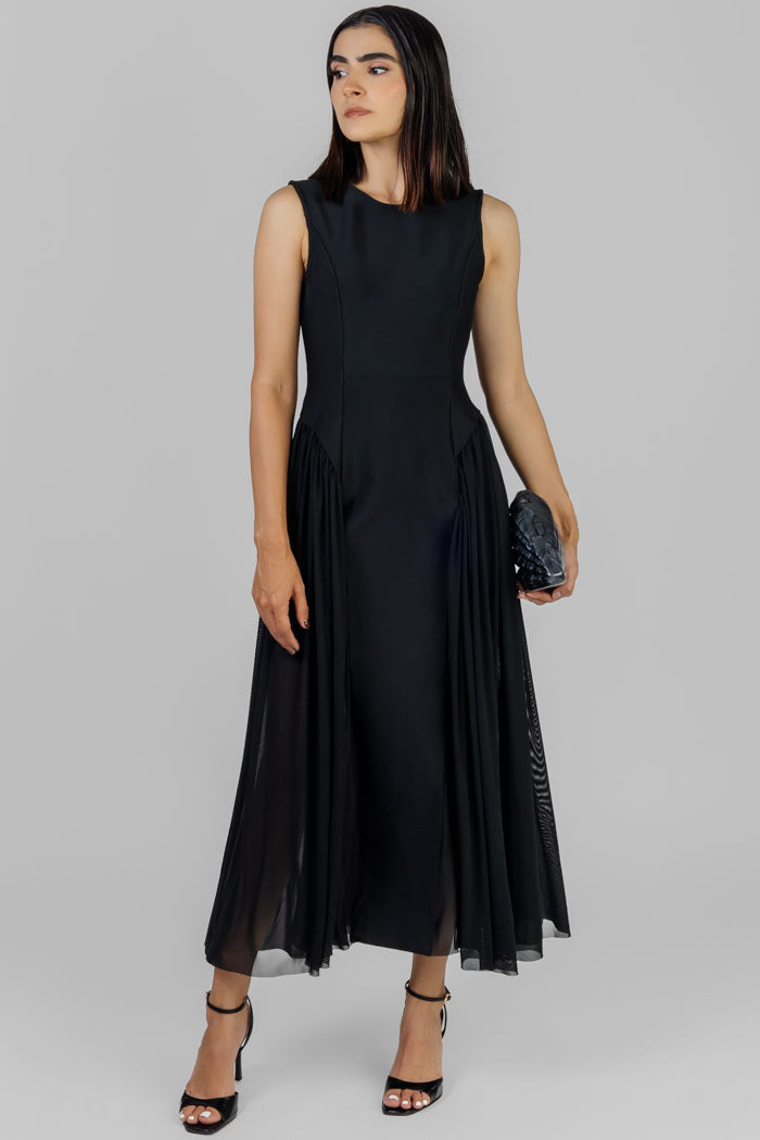 VESTIDO MIDI NEGRO ELEGANTE