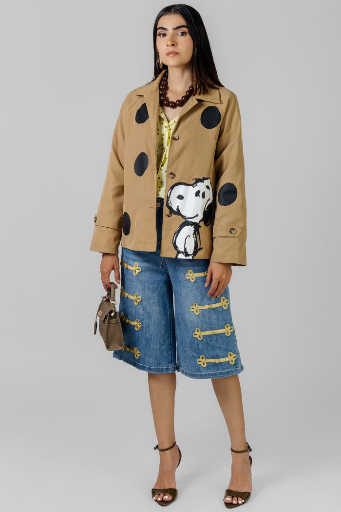 CHAQUETA BEIGE ESTAMPADA CARTOON