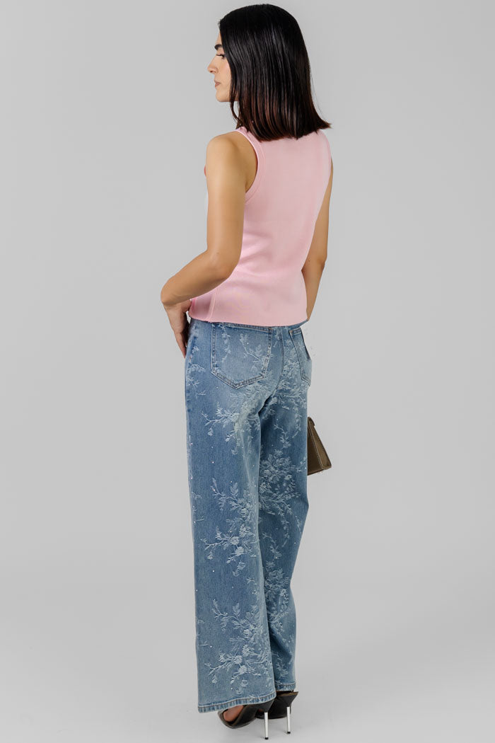 PANTALON JEAN FLOREADO AMPLIO