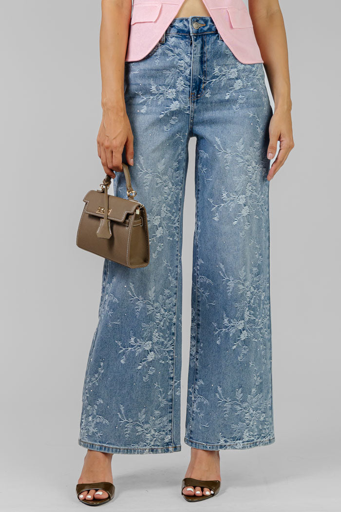 PANTALON JEAN FLOREADO AMPLIO