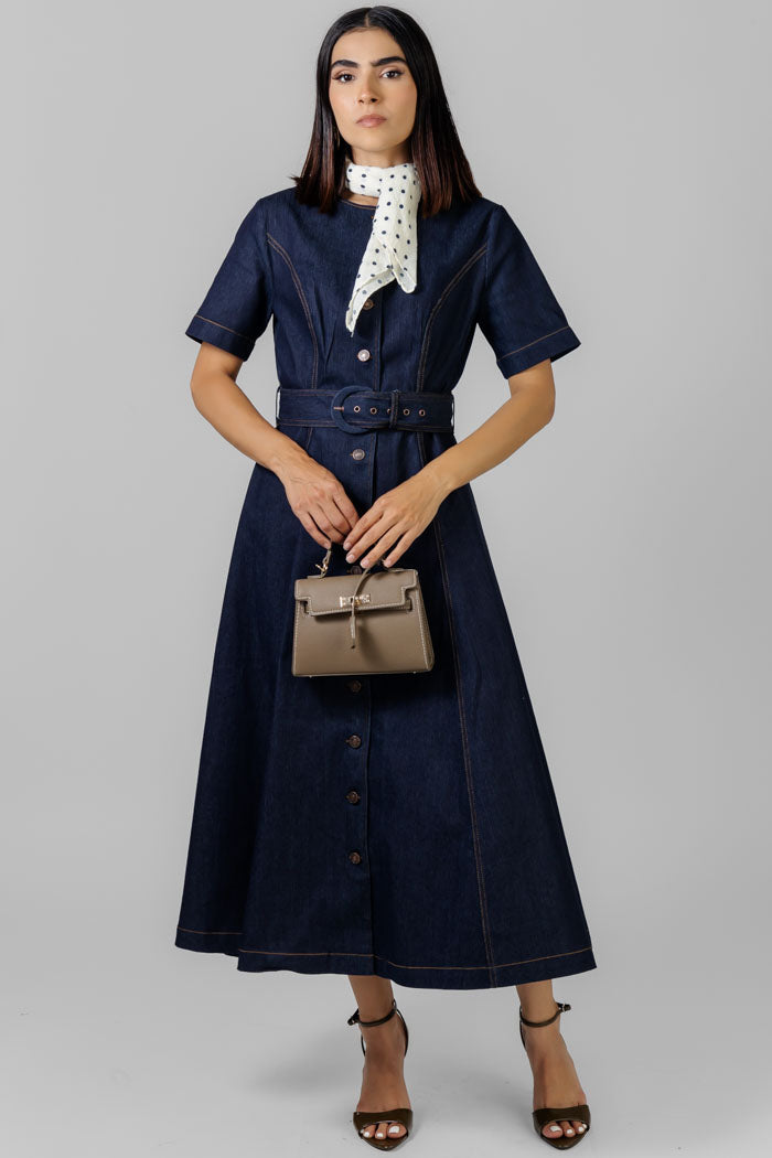 VESTIDO MIDI DE DENIM