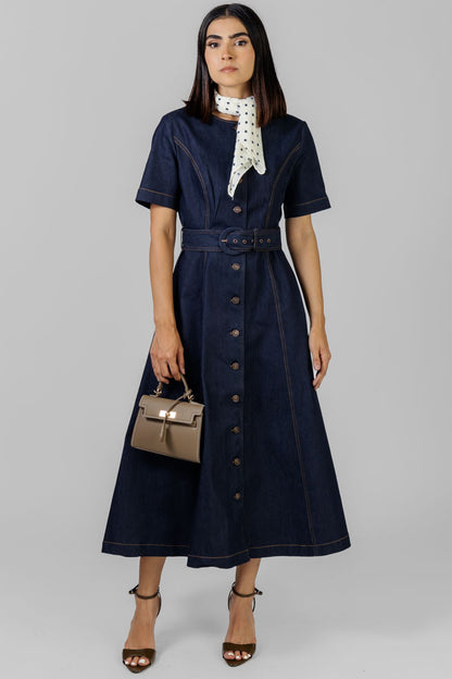 VESTIDO MIDI DE DENIM