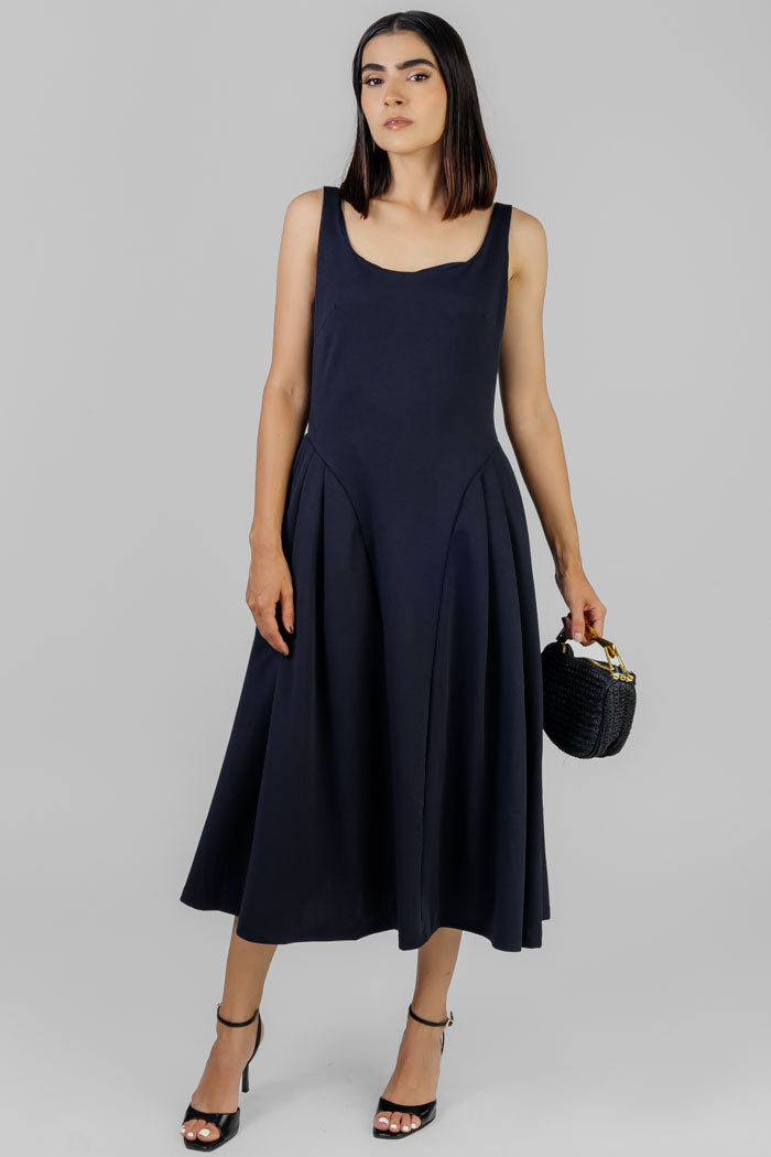 VESTIDO MIDI  AZUL MARINO
