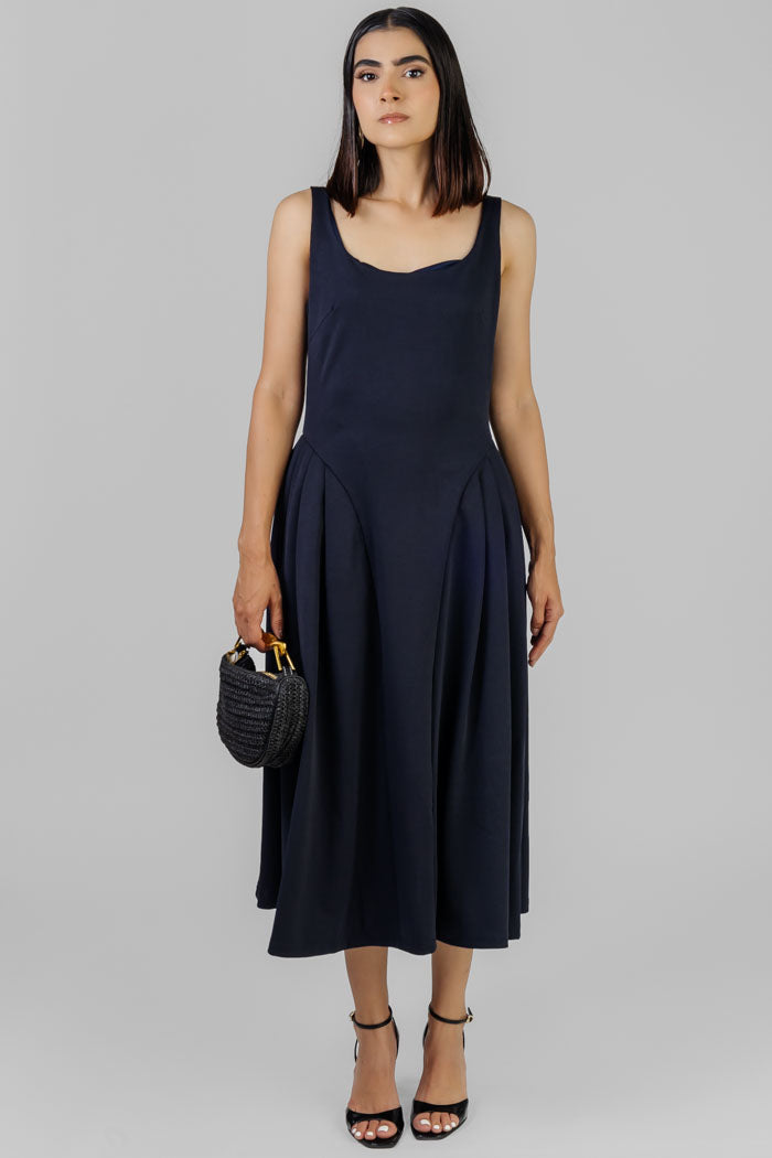 VESTIDO MIDI  AZUL MARINO