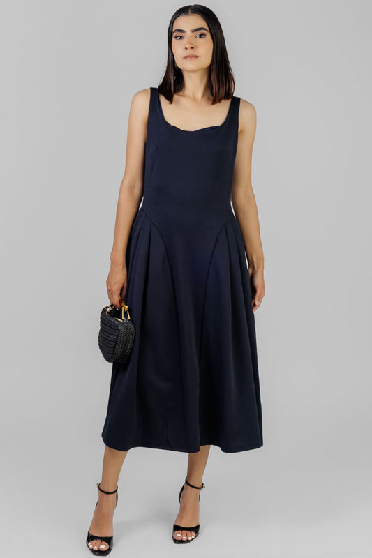 VESTIDO MIDI  AZUL MARINO