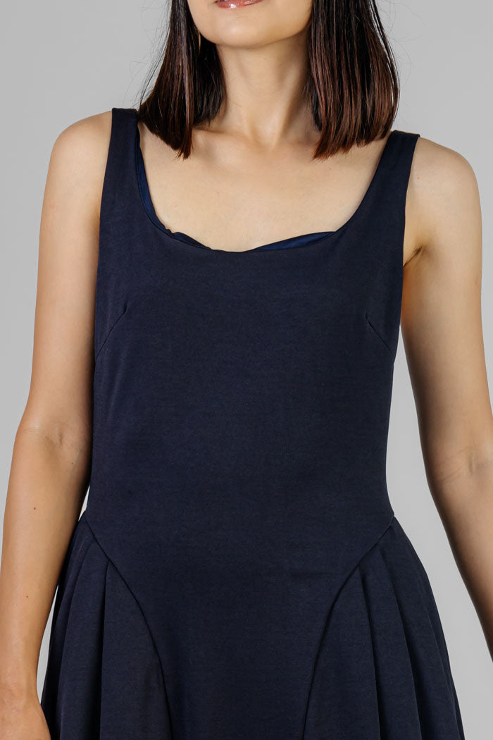 VESTIDO MIDI  AZUL MARINO