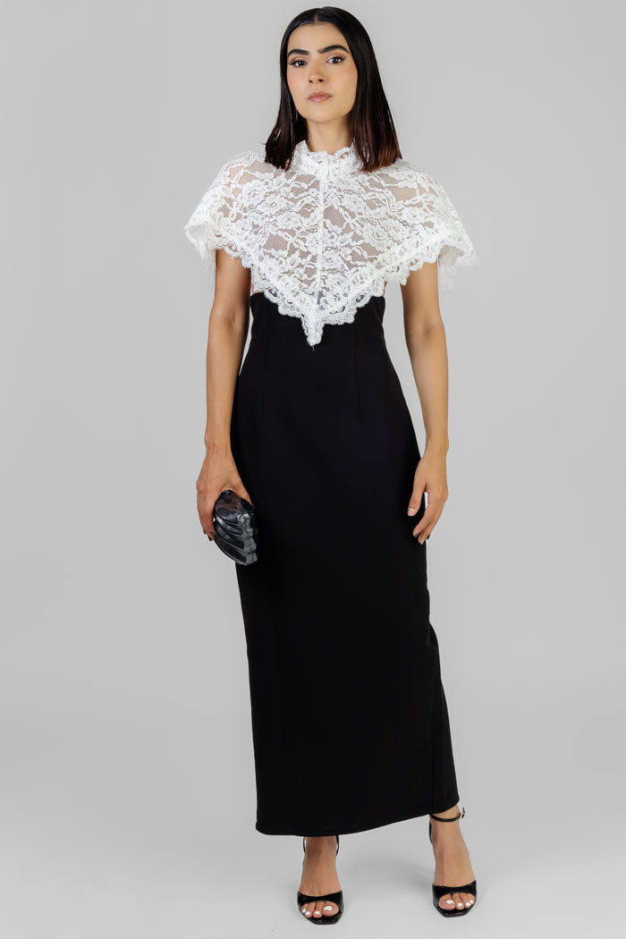VESTIDO LARGO CON ENCAJE