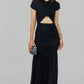VESTIDO MIDI DRAPEADO NEGRO