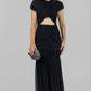 VESTIDO MIDI DRAPEADO NEGRO
