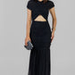 VESTIDO MIDI DRAPEADO NEGRO
