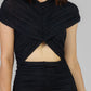 VESTIDO MIDI DRAPEADO NEGRO