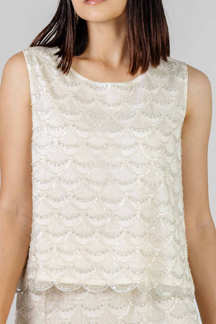 CONJUNTO MARFIL CON LENTEJUELAS