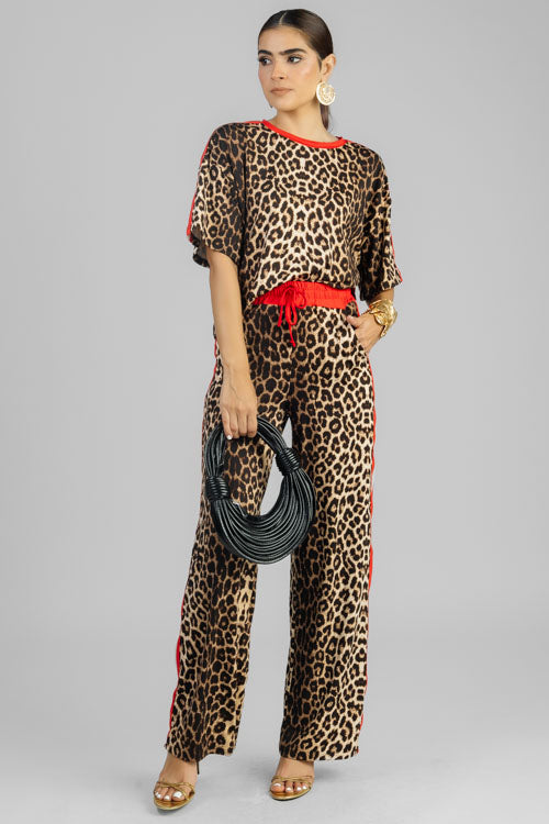 CONJUNTO ANIMAL PRINT CON ROJO