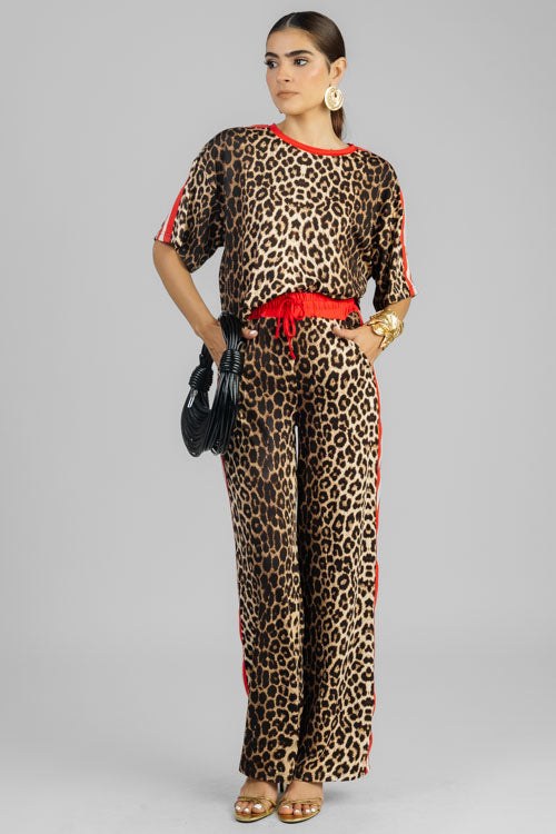 CONJUNTO ANIMAL PRINT CON ROJO