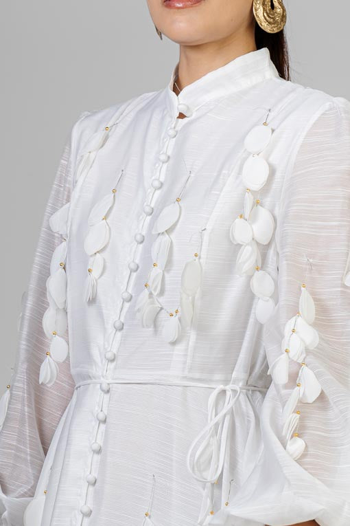VESTIDO HOJAS BLANCAS