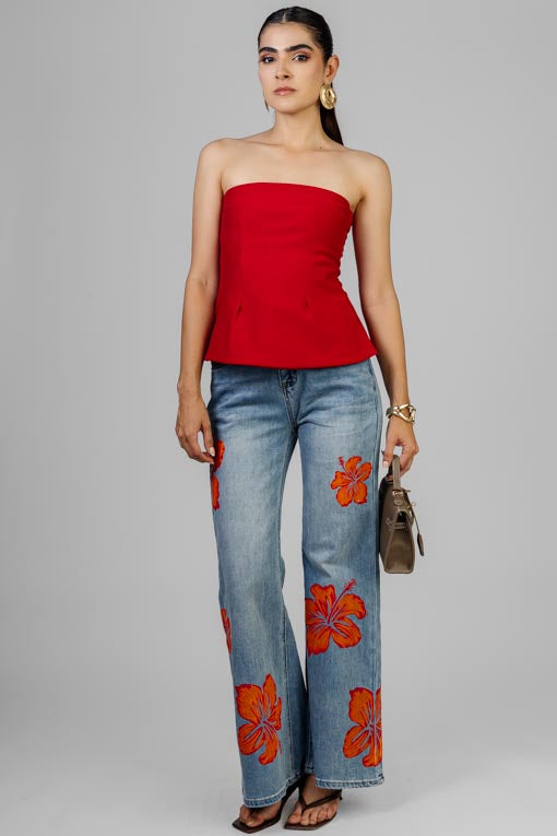 BLUSA STRAPLESS ROJA