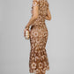 VESTIDO FLORES ENCAJE CAFE