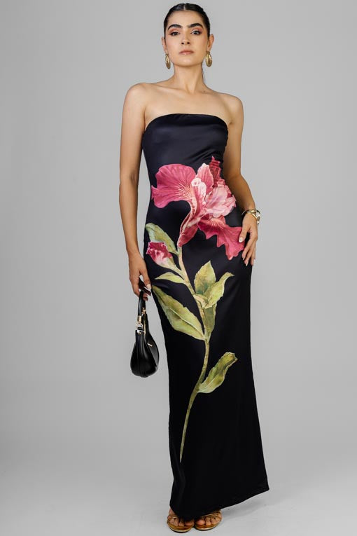 VESTIDO STRAPLESS FLOR