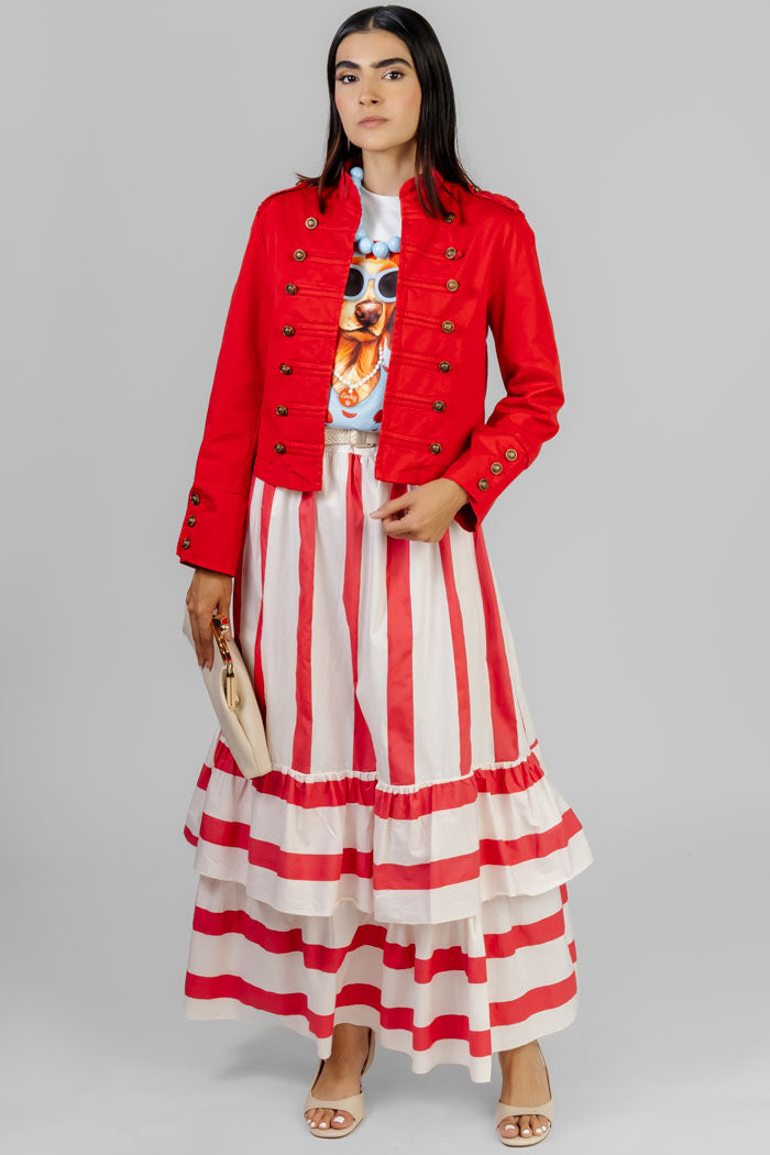 CHAQUETA ROJA ESTILO MILITAR