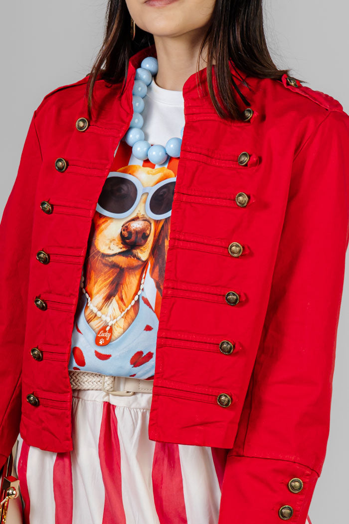 CHAQUETA ROJA ESTILO MILITAR