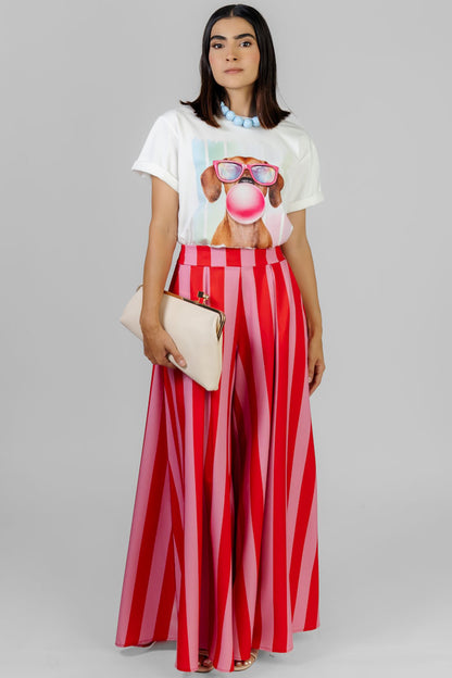 PANTALON RAYADO ANCHO ELEGANTE