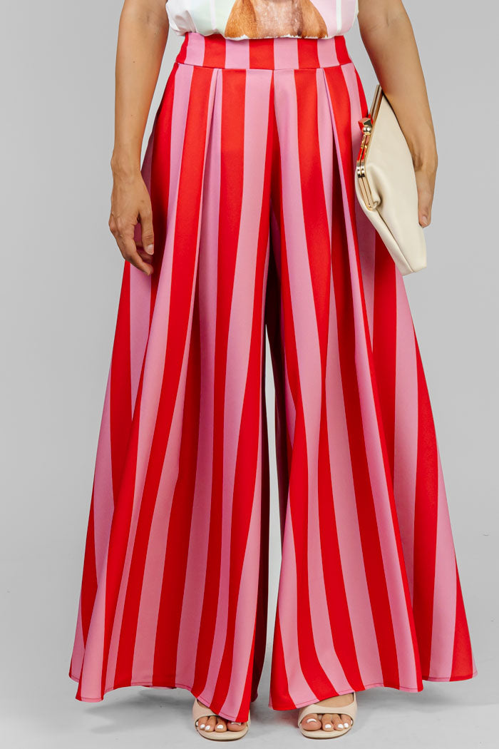 PANTALON RAYADO ANCHO ELEGANTE