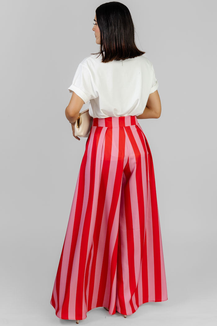 PANTALON RAYADO ANCHO ELEGANTE