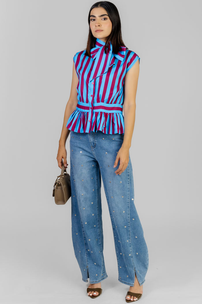 BLUSA STRIPES CON LAZO
