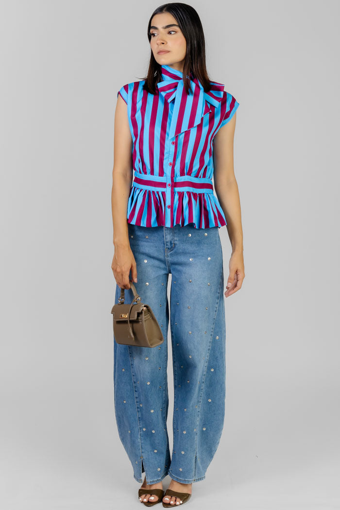 BLUSA STRIPES CON LAZO