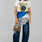 BLUSA ESTAMPADA CON ENCAJE