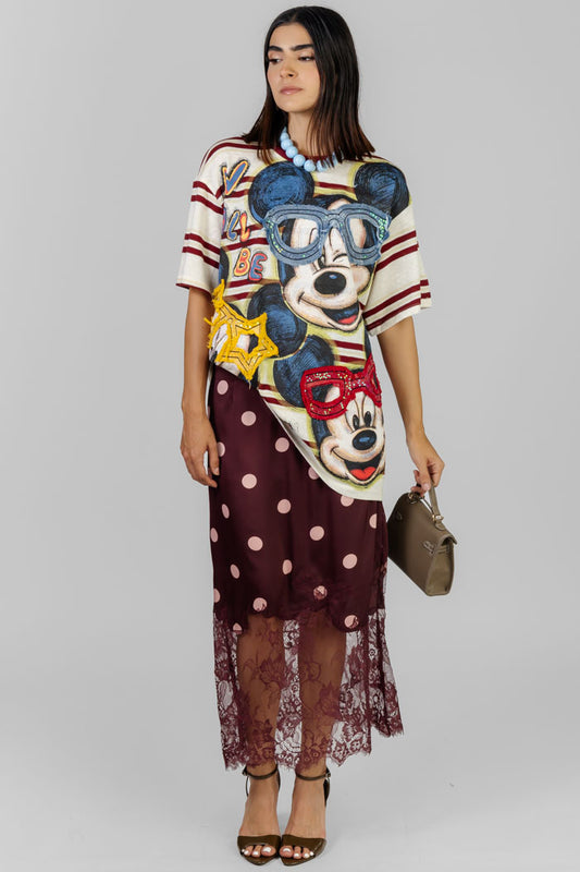 FALDA MIDI POLKA ENCAJE