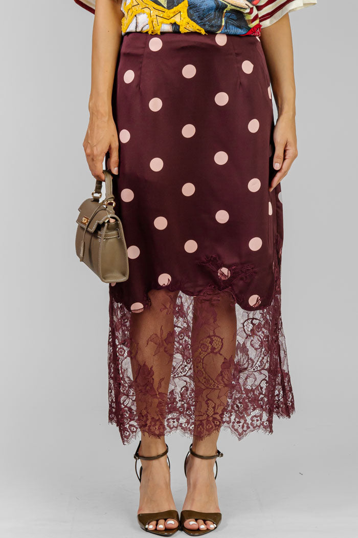 FALDA MIDI POLKA ENCAJE