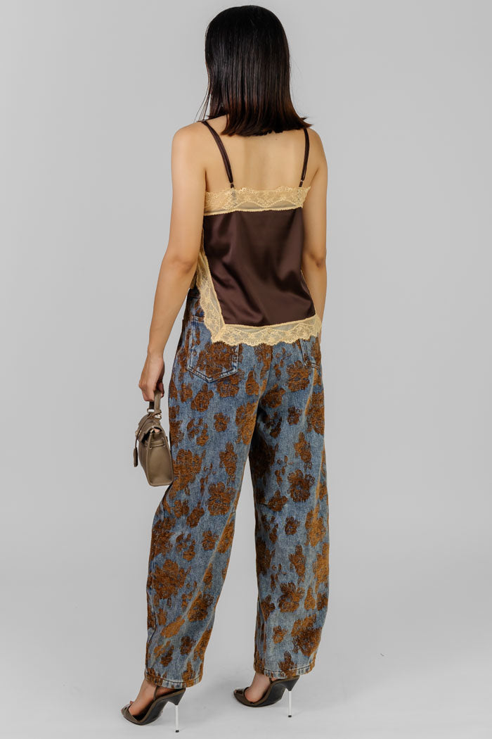 BLUSA SATINADA CON ENCAJE