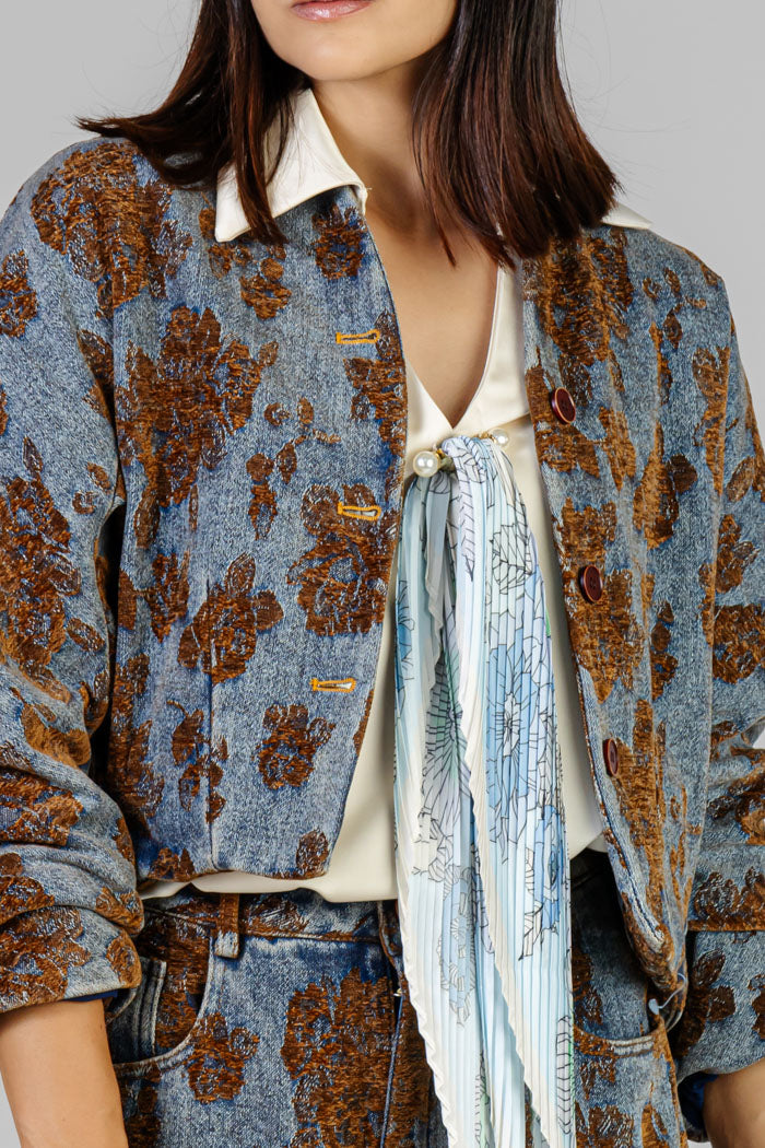 CONJUNTO DENIM FLORAL OCRE