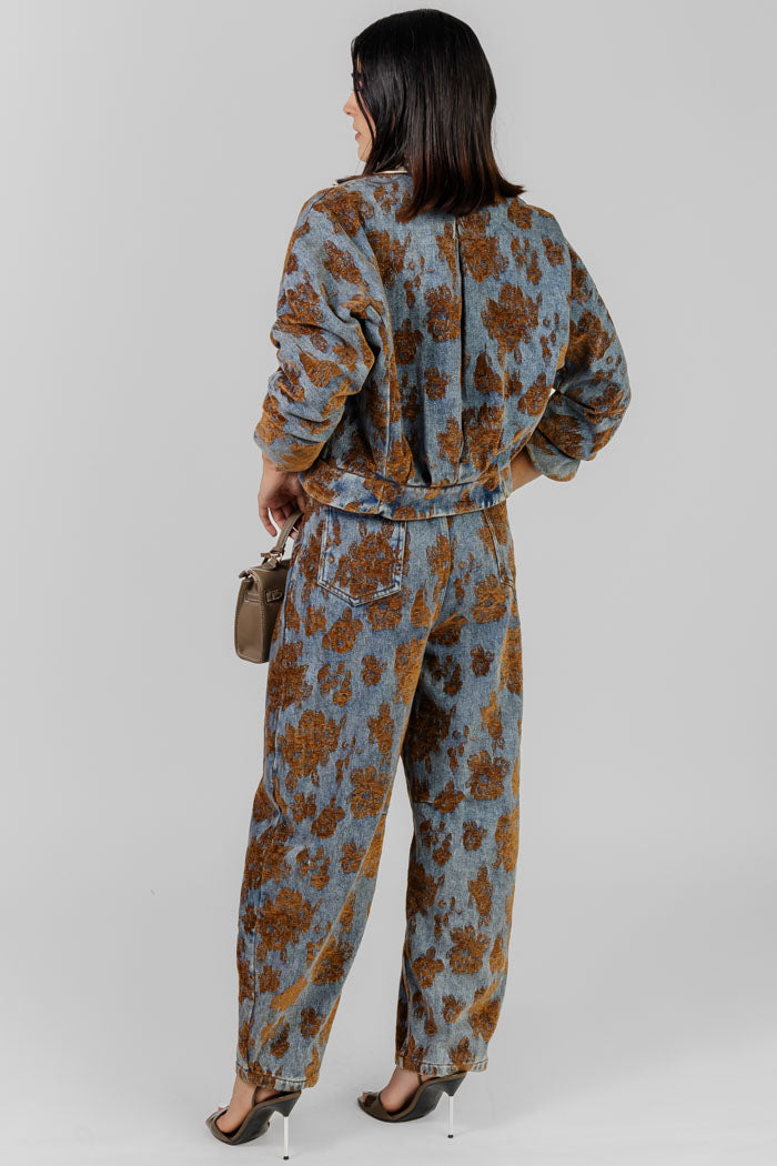 CONJUNTO DENIM FLORAL OCRE