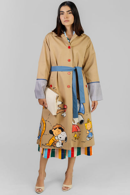 GABARDINA BEIGE ESTAMPADA