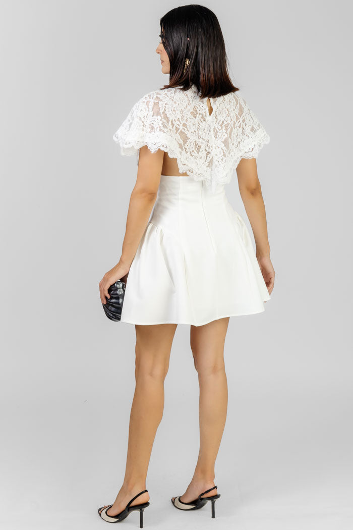 VESTIDO CORTO BLANCO DE ENCAJE