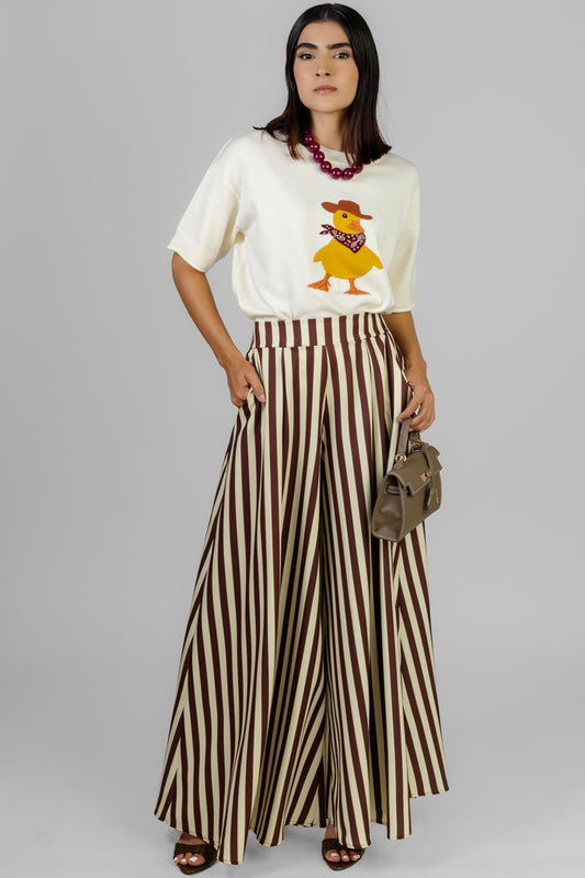 PANTALON RAYADO ANCHO ELEGANTE