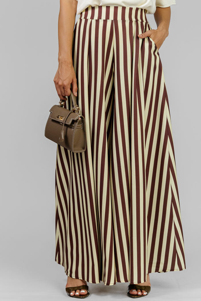 PANTALON RAYADO ANCHO ELEGANTE