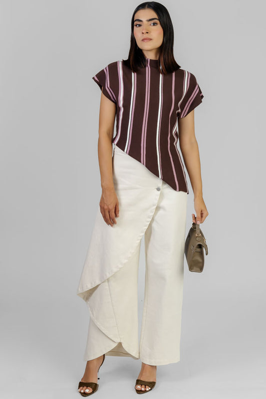 BLUSA A RAYAS ASIMÉTRICA