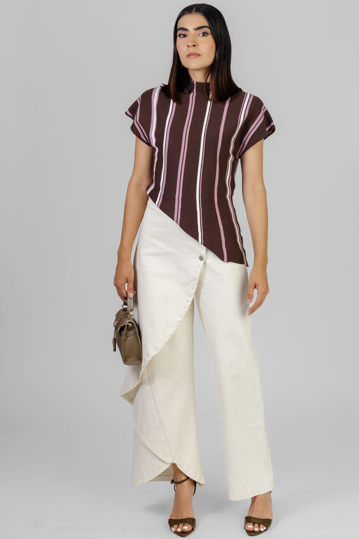 BLUSA A RAYAS ASIMÉTRICA